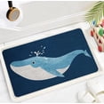 thumbnail image 1 of Funny and Cute Blue Whale Bathroom Rug,Fluffy Bath Mat,Rectangular Soft Microfiber Blanket Surface,Non-Slip,Machine Washable,Bedroom,Living Room, Bathroom Decor 18x30inch, 1 of 4