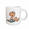 thumbnail image 1 of 3drose, Funny Cute Bookworm Reading a Book Cartoon, 11oz Mug, 1 of 6