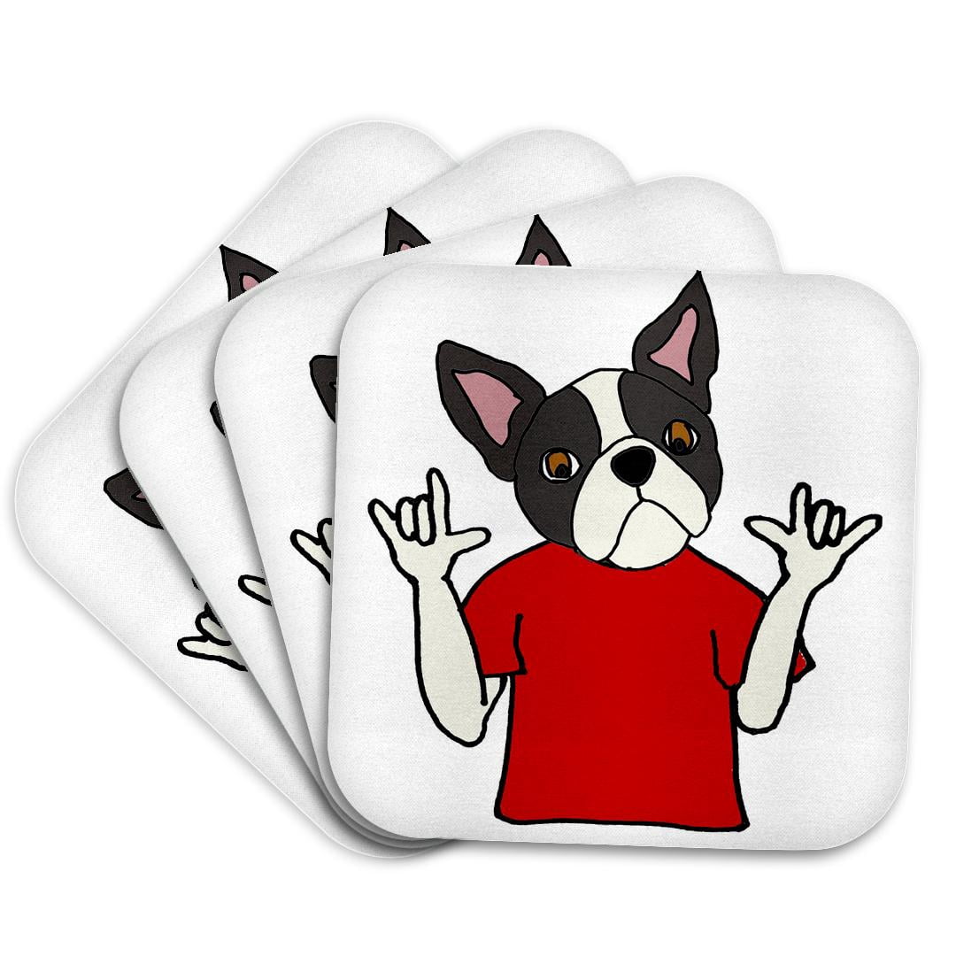 3drose, Funny Cute Boston Terrier Dog Signing I Love You Sign Language ...