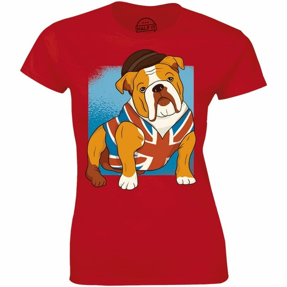 Funny Cute Bulldog Wearing American Flag Patriotic Dog Lover Women's T-Shirt