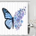 thumbnail image 1 of Funny Cute Butterfly Shower Curtain, Full Bloom Floral Retro Butterflies Flowers Aesthetic Bath Curtain, Rustic Sunflower Waterproof Fabric Bathroom Curtain Sets with Hooks, 1 of 4