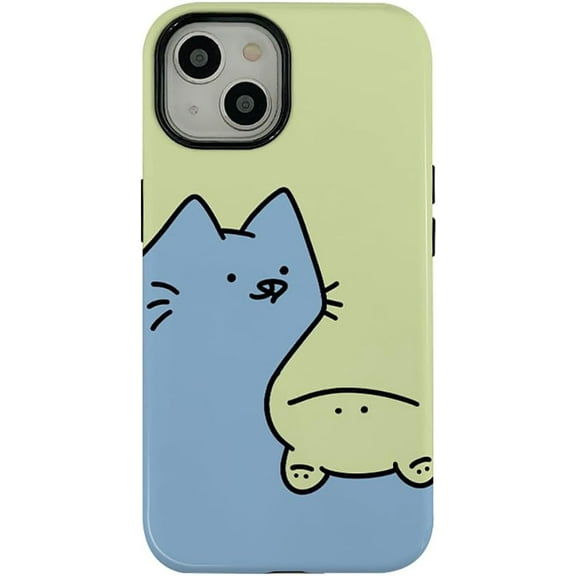 Funny Cute Cartoon Animal Cat Frog Hard Phone Case Compatible with iPhone Case (Green,iPhone 13)