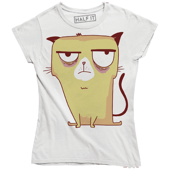 Funny Cute Cartoon Yellow Grumpy Cat Animal Lover Women's T-Shirt
