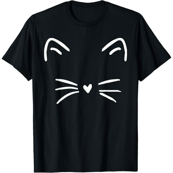 Funny Cute Cat Face Heart Nose Cat Lover T-Shirt Tee