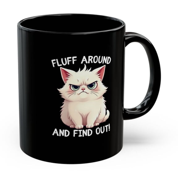 Funny Cute Cat Mug Black Ceramic Coffee Cup Humorous Quote Tea Mug Kitty