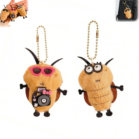 Funny Cute Cockroach Plush Keychain, Soft Plush Bug Charm, Reinforced Metal Clasp, Backpack Car Hanging Decor Pendant, Novelty Gift for Friends