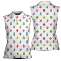 Funny Cute Colorful Monster Cartoon Golf Women Sleeveless Polo XS-4XL
