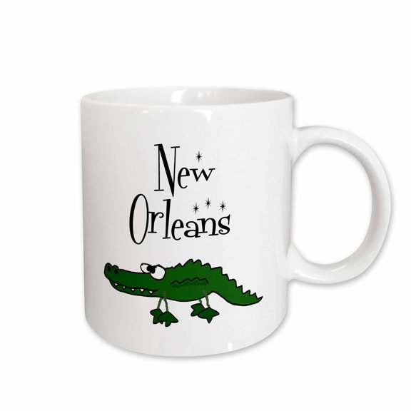 3drose, Funny Cute Cool New Orleans Alligator Gator Cartoon, 15oz Mug