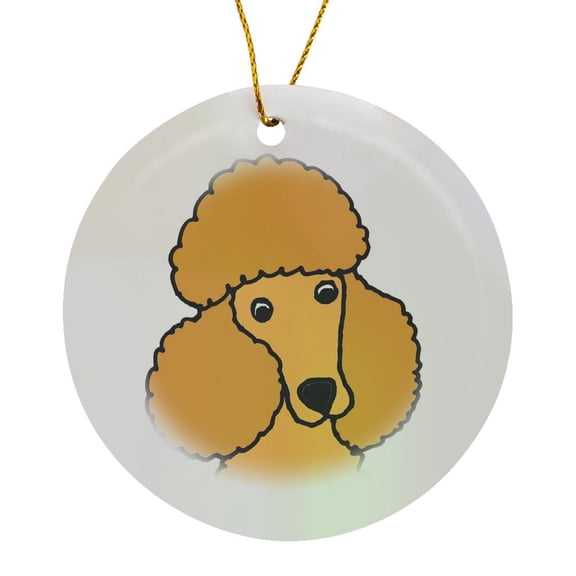 3drose, Funny Cute Cream or Apricot Miniature Toy Poodle Puppy Dog Face, Circle Porcelain Ornament