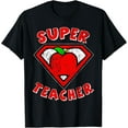 thumbnail image 1 of Funny Cute Distressed Super Teacher Superhero Apple Shirt T-Shirt Tops Tee, 1 of 4