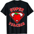 thumbnail image 1 of Funny Cute Distressed Super Teacher Superhero Apple Shirt T-Shirt, 1 of 5