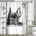 thumbnail image 1 of Funny Cute Dog Shower Curtain, Black White Bulldog Puppy Animal Prints - Humorous Shower Curtain for Bathroom, Grey and Black Theme Bath Curtain Set with Hooks, 60X70in, 1 of 5