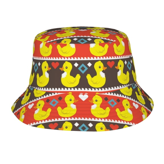Funny Cute Duck Heart Bucket Hat,Packable Fisherman Sun Cap,Foldable UV Protection for Fishing Beach Hiking Camping
