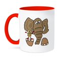 thumbnail image 1 of 3dRose, Funny Cute Elephant Holding Peanut Man Cartoon, 15oz Two-Tone Red Mug, 1 of 7