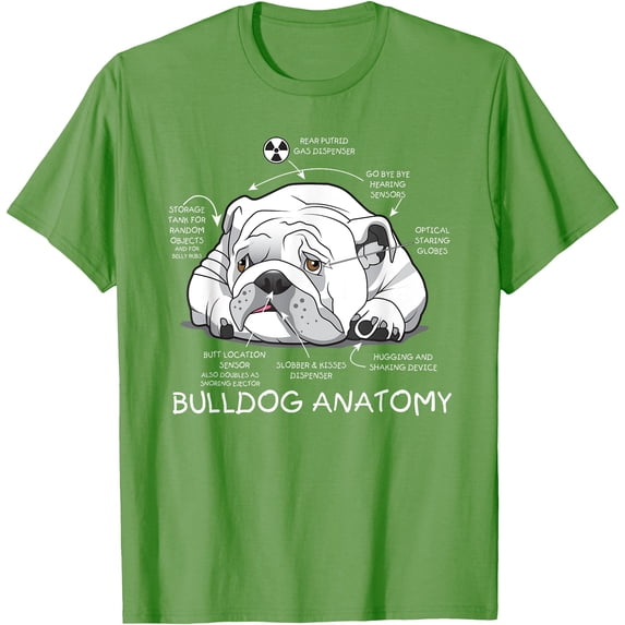 Funny Cute English Bulldog Anatomy Dog Biology Gift Softstyle Unisex T-Shirt,Lime Color,Size 2XL
