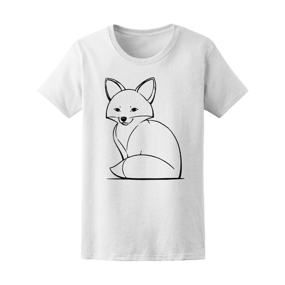 Funny Cute Fat Fox Outline Tee Women's -Image by Shutterstock