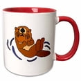 thumbnail image 1 of 3drose, Funny Cute Floating Sea Otter Cartoon, 11oz Two-tone Red Mug, 1 of 6