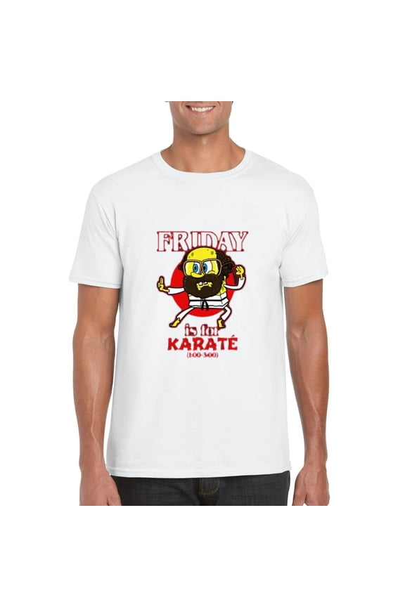 Funny Cute Friday Karate Cartoon Meme Weekend Kick Punch T-Shirt, for men & women, up to size 5XL