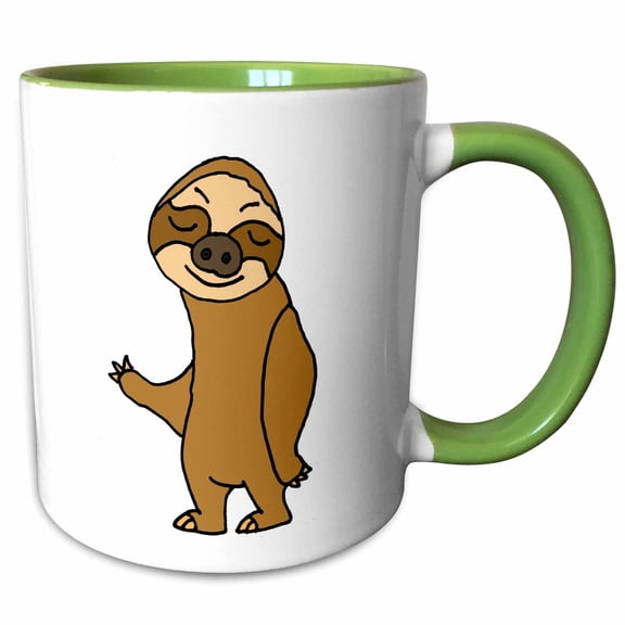 3drose, Funny Cute Funky Hip Sloth Cartoon, 11oz Two-tone Green Mug