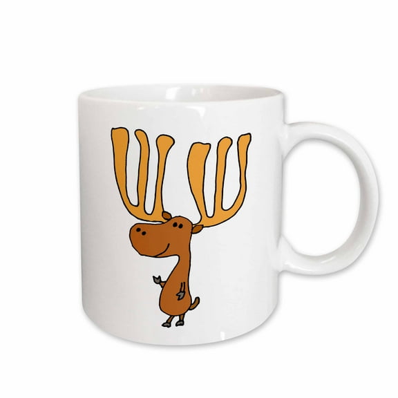 3drose, Funny Cute Funky Moose Cartoon, 11oz Mug