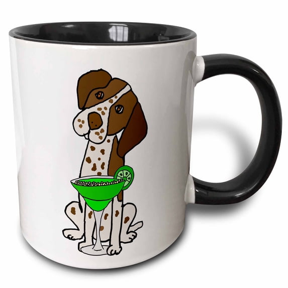 3drose, Funny Cute German Short-haired Pointer Drinking Margarita, 15oz Two-tone Black Mug