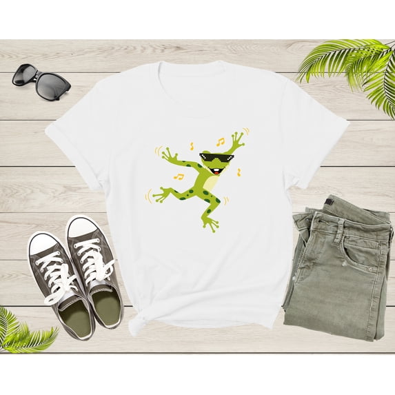 Funny Cute Green Dancing Frog Toad Cartoon for Women Men T-Shirt Frog Lover Gift T Shirt for Men Women Kids Boys Girls Graphic Tshirt