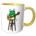 thumbnail image 1 of 3drose, Funny Cute Green Frog Playing Banjo Music Cartoon, 11oz Two-tone Yellow Mug, 1 of 6