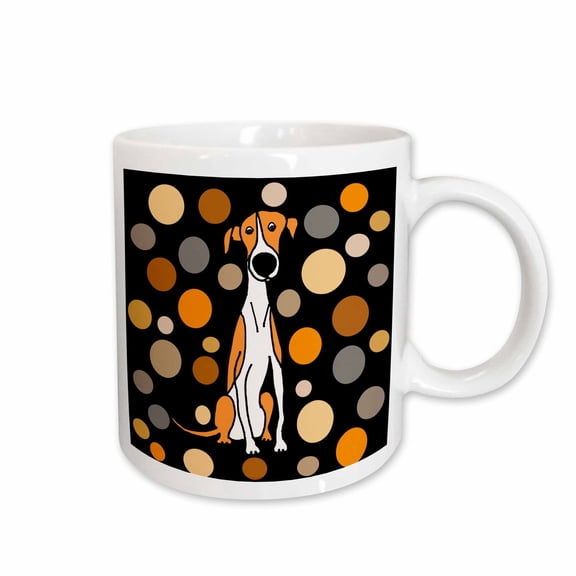 3drose, Funny Cute Greyhound Dog and Circle Pattern Abstract Art, 11oz Mug