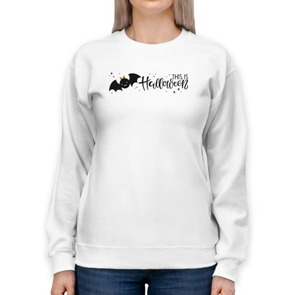 Funny Cute Halloween Bat Sweatshirt Women -Image by Shutterstock, Female 5X-Large