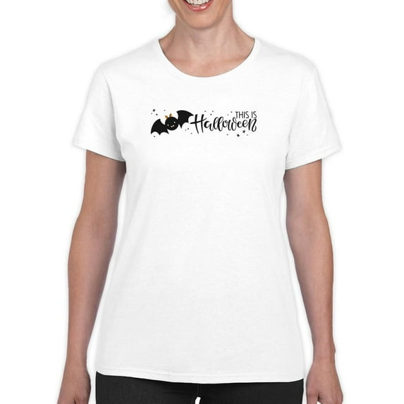 Funny Cute Halloween Bat T-Shirt Women -Image by Shutterstock, Female Medium