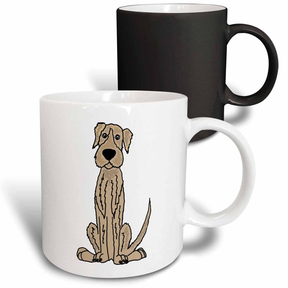 3drose, Funny Cute Irish Wolfhound Puppy Dog Cartoon, 11oz Magic Transforming Mug