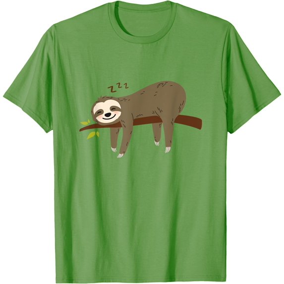 Funny Cute Lazy Animal Sleeping Sloth Unisex T-Shirt for Men Women Kids Toddler,Lime Color,Size XL