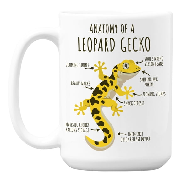 Funny & Cute Leopard Gecko Lizard Coffee & Tea Mug Cup for Reptile Lover (15oz)