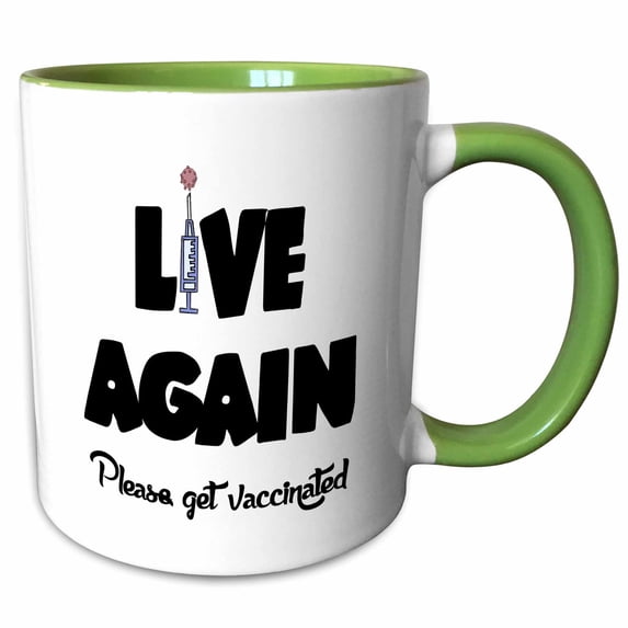 Funny Cute Live Again get a vaccine Covid19 Pandemic Cartoon 11oz Two-Tone Green Mug mug-340990-7