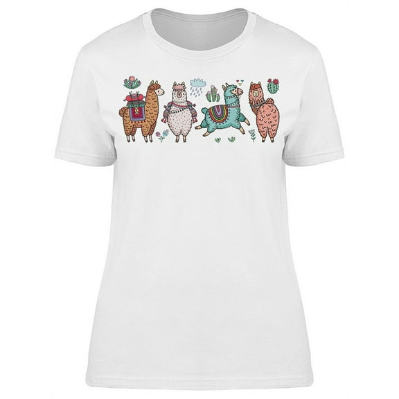 Funny Cute Llamas T-Shirt Women -Image by Shutterstock, Female Small
