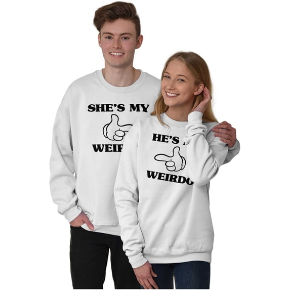 Funny Cute Matching Set Weird Couple Women Plus Size Crewneck Sweatshirt Brisco Brands 5X