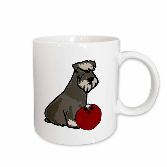 3drose, Funny Cute Miniature Schnauzer Dog Bowling Cartoon, 15oz Mug