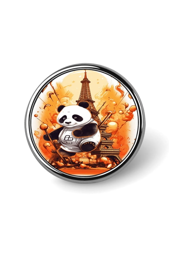 Funny Cute Panda 3D Round Lapel Pin Tie Tack Cute Brooch Pin Badge for Men Women Hat Clothing Accessories, Circular, Style