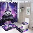 thumbnail image 1 of Funny Cute Panda 4 Pcs Shower Curtain Set with Rug Bathroom Sets with Waterproof Fabric And Non-Slip Rugs Toilet Lid Cover Bath Mat Decor with Hooks, 1 of 8