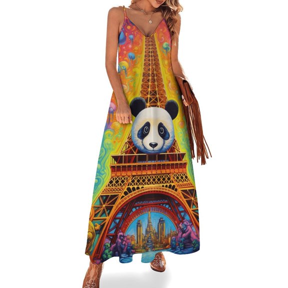 Funny Cute Panda Design Sleeveless Dress Woman Fashion Long Dresses Women's Summer Suit Dress 2025