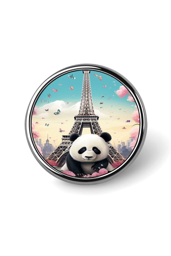 Funny Cute Panda Lapel Pin Round Art Badge Accessories Backpacks, Circular, Style