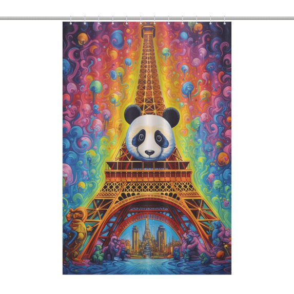 Funny Cute Panda Shower Curtain Modern Home Bathroom Bathtub Decor Waterproof Fabric with 12PCS Hooks