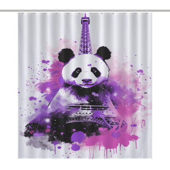 Funny Cute Panda Shower Curtain Modern Home Bathroom Bathtub Decor Waterproof Fabric with 12PCS Hooks