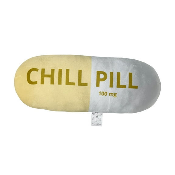 Funny & Cute Pill Shape Plush Pillow for Decor and Relaxation Idea for Teens, Students, Nurses, Doctors,Yellow - 13.7 L x 5.9 W