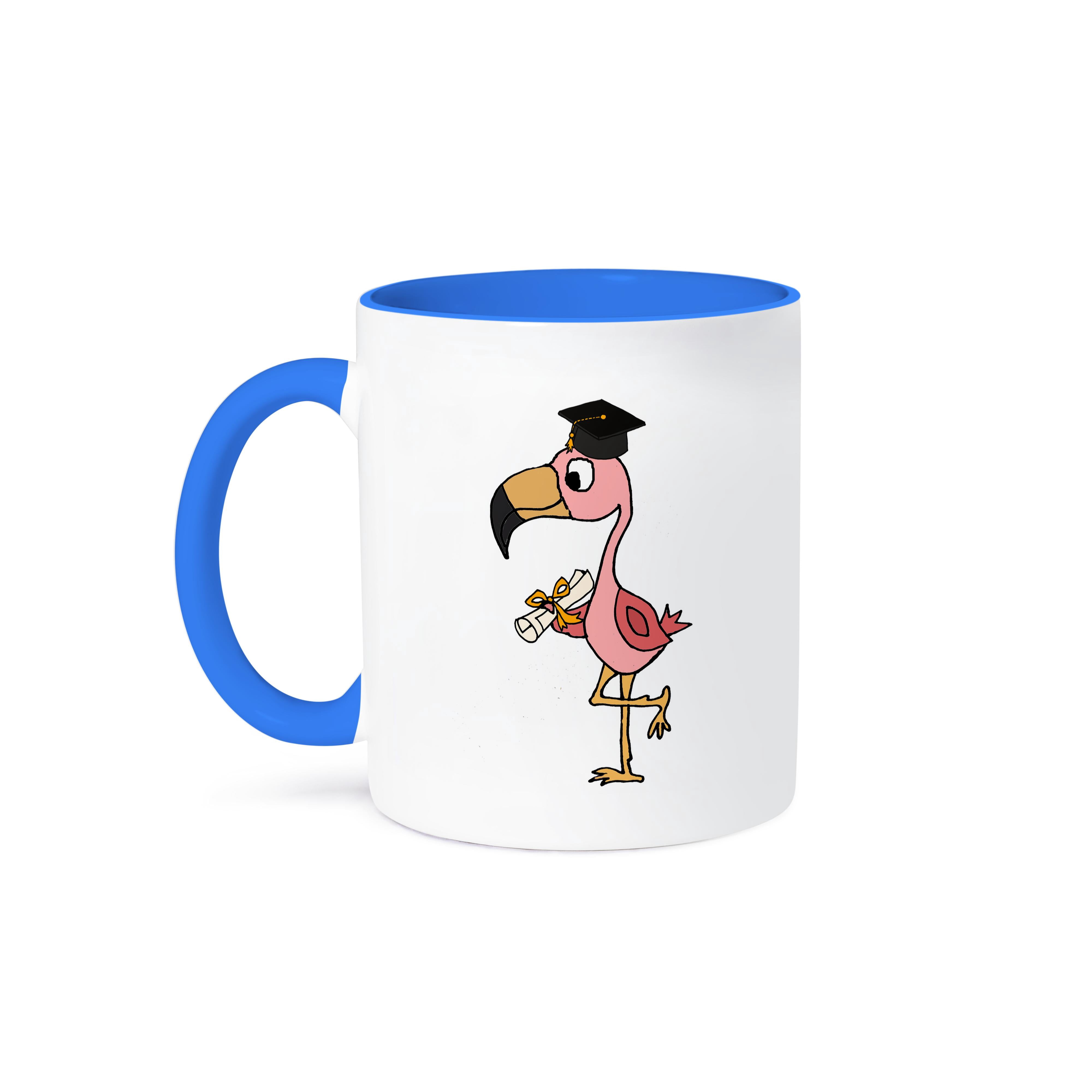 Alicia Name Mug - Colorful Stars On Pink, 11 Oz Two-Tone Blue Ceramic Coffee Cup, Personalized Gift