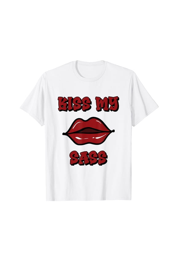 Funny Cute Sassy Kiss My Sass Lips 80s Party Apparel T-Shirt