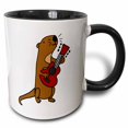 thumbnail image 1 of 3drose, Funny Cute Sea Otter Playing a Red Guitar Cartoon, 15oz Two-tone Black Mug, 1 of 6