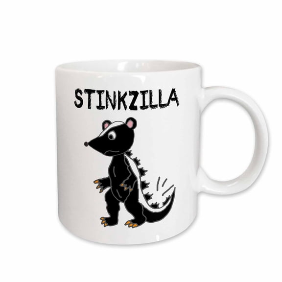 3drose, Funny Cute Skunk Stinkzilla Monster Cartoon, 15oz Mug