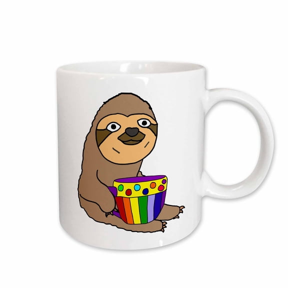 3drose, Funny Cute Sloth Drinking Coffee in Pop Art Mug Art, 15oz Mug