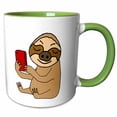 thumbnail image 1 of 3drose, Funny Cute Sloth Taking Selfie Photo with Cell Phone Cartoon, 15oz Two-tone Green Mug, 1 of 6